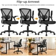 thumbnail image 3 of REKHH Desk Chair Mesh Computer Office Chair with Wheels Ergonomic Height Adjustable Swivel Flip-up Arms and Lumbar Support, Black, 3 of 8