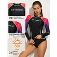 thumbnail image 4 of Women's Gradient Long Sleeve Rash Guard Sun Protection UPF 50+ Swimsuit Shirt Tops, 4 of 5