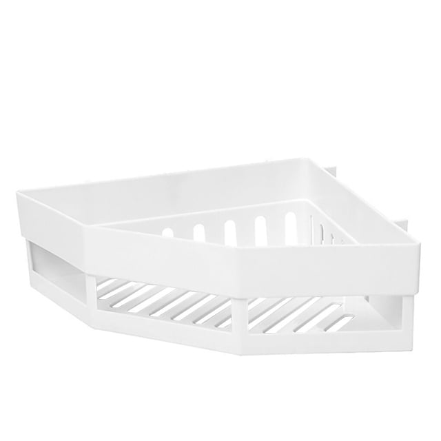 Transemion 1pc Corner Shelf Bathroom Shelf Hanging Wall Corner Storage Rack Shower Shelf Kitchen Organizer Rack Bathroom Toilet Accessories White 1Set