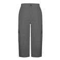 thumbnail image 4 of Lumtrix Cargo Capris For Women 2026 Summer Beach Casual Loose Capri Pants High Waisted Button Cropped Pant With Pockets Dark Gray S, 4 of 7