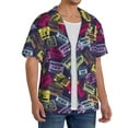 thumbnail image 2 of Balery Retro Cassette Music Men's Casual Button Down Shirt Short Sleeve Textured Summer Cuban Beach Shirts-XX-Large, 2 of 7