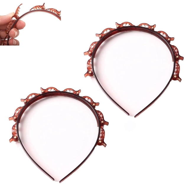 Diadema con horquilla para peinado con flequillo, pinza para flequillo tejida profesional, herramienta para trenzar diadema con dientes, banda para el cabello con pinzas, accesorios para el cabello de
