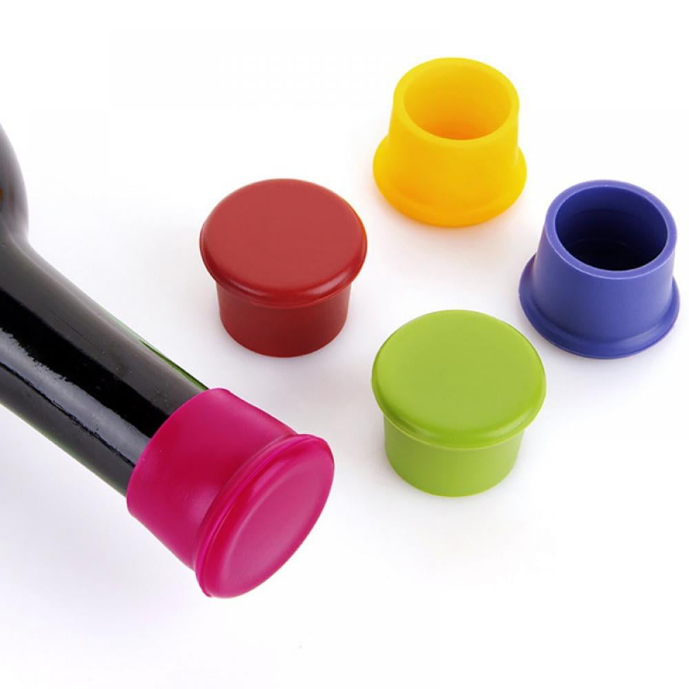 5pcs Metal Silicone Reusable Wine Bottle Cap High Polymer Plugs Stopper Blue 