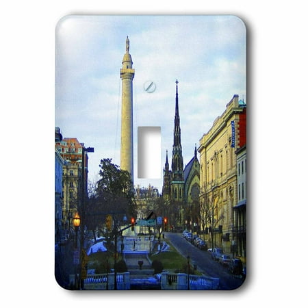 Baltimore Single (3dRose Washington Monument and Mount Vernon Place United Methodist Church, Baltimore - Single Toggle Switch)