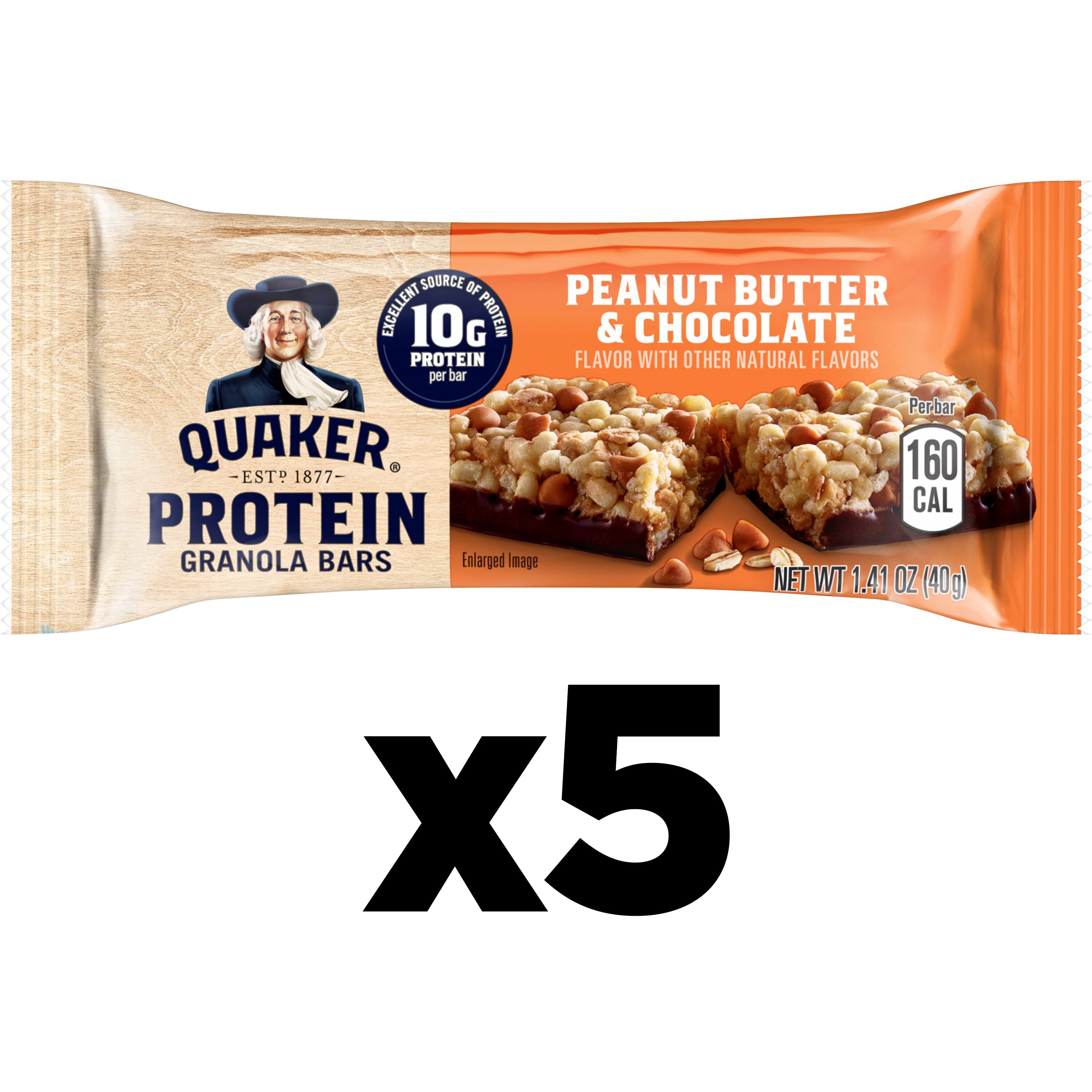 (3 pack) Quaker Peanut Butter & Chocolate Protein Granola Bars, 5 Count