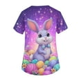 thumbnail image 5 of LTTVQM Easter Scrub Tops Women Bunny Eggs Graphic Cute Short Sleeve Clothes Casual V Neck Fashion Shirts with Pockets Purple 2XL, 5 of 5