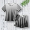 thumbnail image 2 of AJTQTH Summer 2PC Set for Kids Toddler Unisex Gradient Printed Clothes Crewneck Short-Sleeved Tops Tees Tshirts+Drawstring Straight Shorts Trunks Black 5 Years, 2 of 3