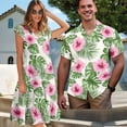 thumbnail image 2 of Yuyamidu Ocean View Matching Outfits Floral Dress for Women Casual Mens Short Sleeve Button Down Beach Dress Matching Tropical Outfits for Couples V Neck Flowy, Size 5XL, 2 of 8