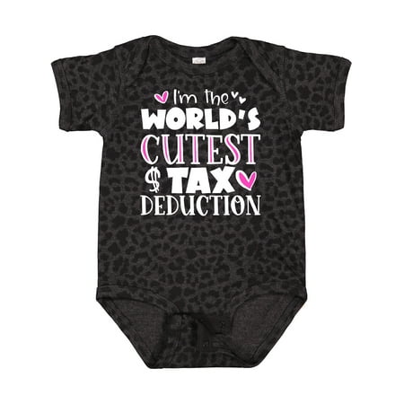 

Inktastic I m the Worlds Cutest Tax Deduction Pink Hearts Gift Baby Boy or Baby Girl Bodysuit