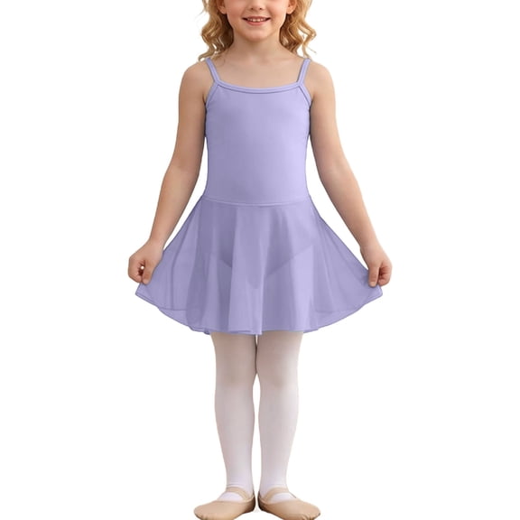 Busydd Dance Dresses for Girls 3-15 Years Casual Round Neck Sleeveless Girls' Dresses Solid Color Girls Clothes for Dance Gymnastics 3-4 Years