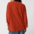thumbnail image 4 of Womens Long Sleeve Shirts Fall Tops Casual Crewneck Loose with Pocket Trendy Clothes Orange XL, 4 of 6