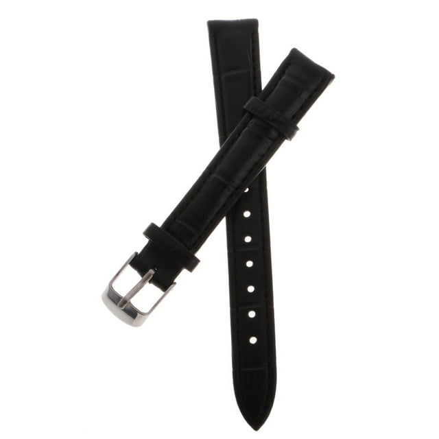 Correa de Reloj perfecl de cuero en relieve Cierre de Hebilla Tono Plateado 14mm