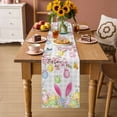 thumbnail image 2 of Happy Easter Table Runner 72 Inches, Spring Watercolor Bunny Eggs Flower Grey Plaid Bed Runner Dresser Scarves Tabletop for Indoor Outdoor Parties/Ceremony/Banquet, 18" x 72", 2 of 8