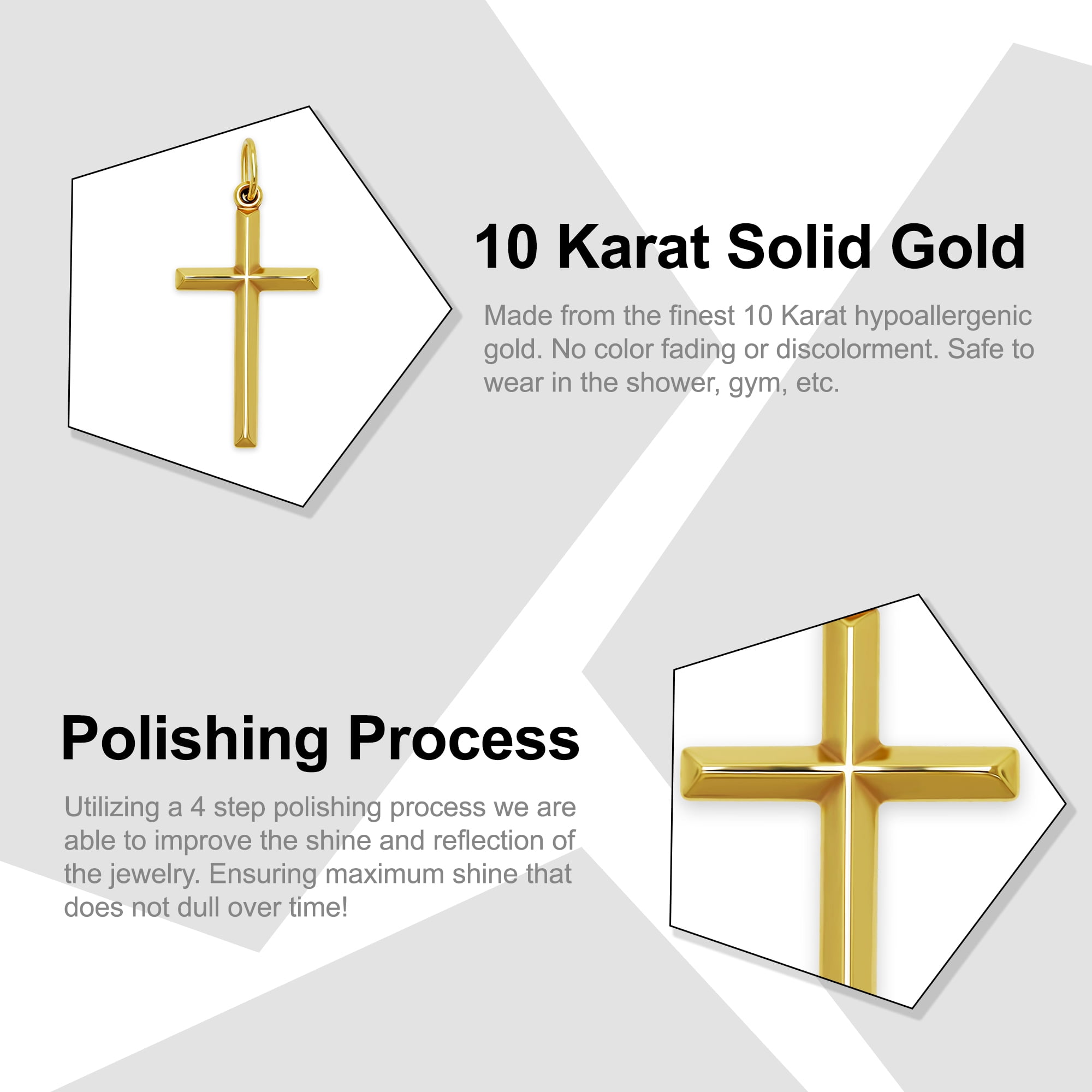 Gold Cross Charm Pendant - 10 Karat Gold - Religious Cross Charm - Cross Jewelry