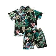 Kiapeise Toddler Button Floral Shirt Top + Shorts 2 Pieces Summer Outfits