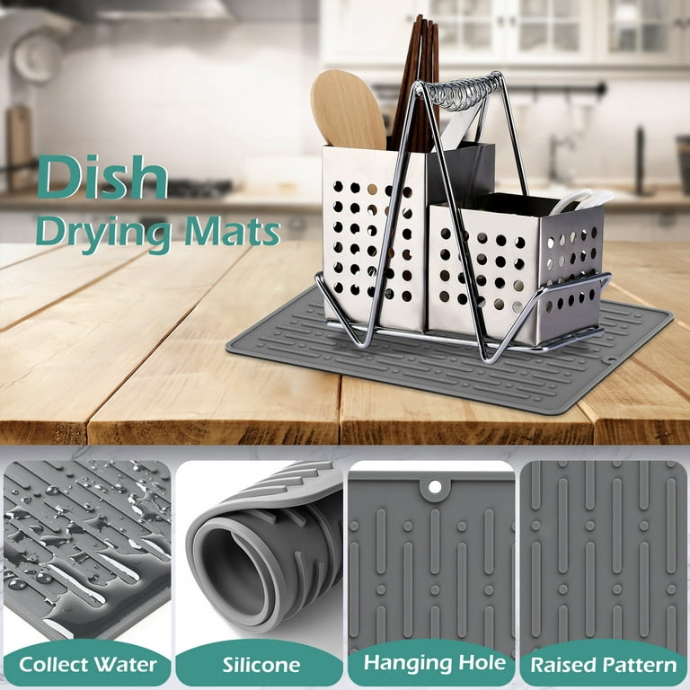 GeeRic Dish Drying Mats, Heat-resistant Silicone Mat for Kitchen