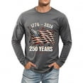 thumbnail image 6 of 250Th Anniversary Usa Shirt Casual Long Sleeve T Shirt Athletic Fit Crew Neck Mens Tees Grey S, 6 of 6