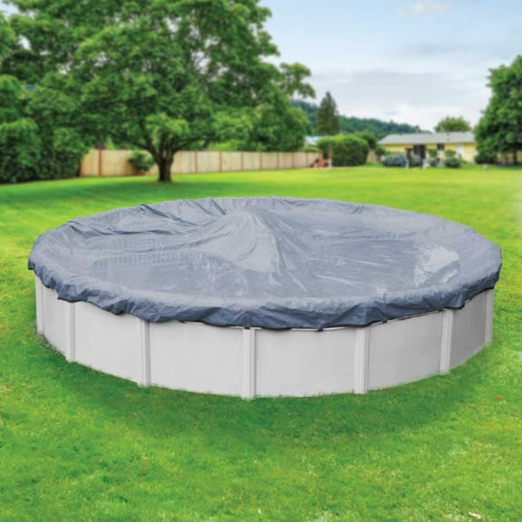 Pool Mate 15 Year Extra Heavy-Duty Slate Blue Round Winter Pool Cover, 33 ft. Pool
