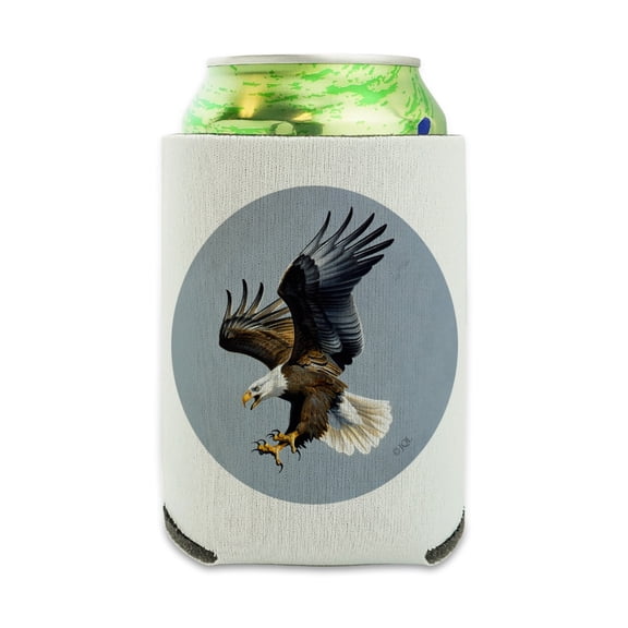 Screaming Bald Eagle Diving Catching Prey Can Cooler - Drink Sleeve Hugger Collapsible Insulator - Beverage Insulated Holder
