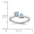 thumbnail image 2 of Sterling Silver Stackable Aquamarine Double Heart Ring - .45 cwt - Size 8, 2 of 2