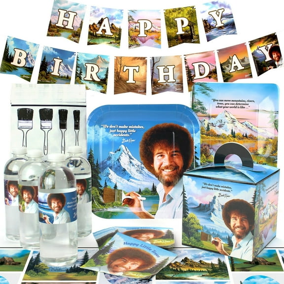 Prime Party Bob Ross Deluxe Party Supplies Set, Birthday Decorations, Serves 8 Guests