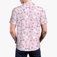 thumbnail image 4 of Balery Cute Rabbit Flower Printed Men’s Short Sleeve Polo Shirt, Midweight Men's Shirt,Golf Polo shirts -4X-Large, 4 of 9