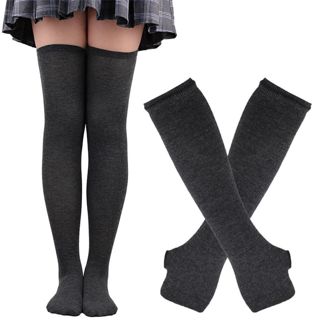 keepw Fashion Game Stylish Socks With Long Gloves Set Made With Polyester Easy To Wear dark gray 1Set