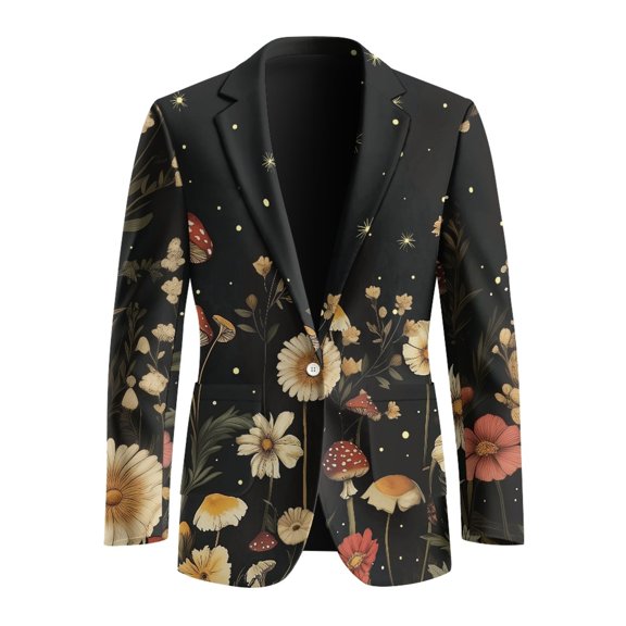 CHAQLIN Flower Polyester Dressy Blazer Jackets with Fashion, Lightweight Slim Fit Suit Jackets for Summer