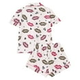 thumbnail image 3 of Tiweut Women's 2 Piece Summer Lip Print Pajama Sets Starfish Shell Sleepwear Short Sleeve Nightwear Soft Lounge Sets,F-White,M, 3 of 8