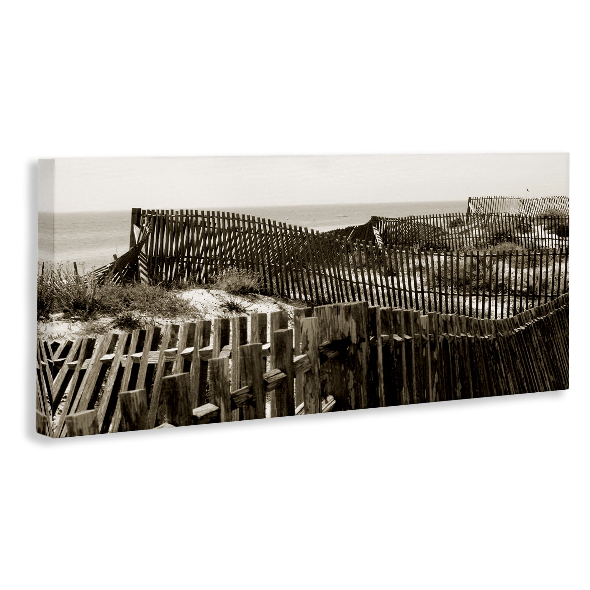 Stupell Industries Winding Beach Fence Landscape & Nature Photography Wrapped Canvas Art Print Wall Art, 48 x 20