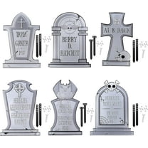 SCS Direct 3D Metal Ghost Tombstone-6 Designs-(Large 17" w Steaks) - Durable, Weather Rust Proof, UV Printed- Lawn Decor- No Flimsy Foam Graveyard Headstones