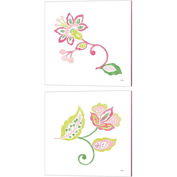 Great Art Now Everyday Chinoiserie Flower by Mary Urban 2 Piece Canvas Art Set Each 14W x 14H