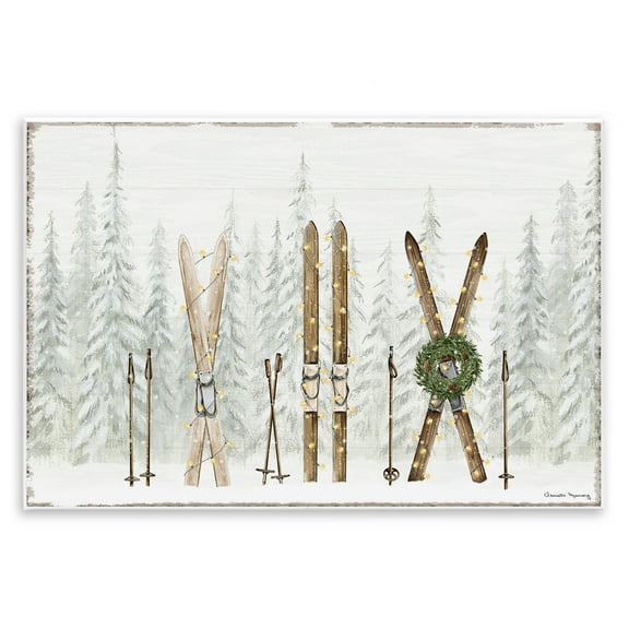 Stupell Industries Pine Lodge Ski Motif Sports & Sports Teams Painting Unframed Art Print Wall Art, 15 x 10