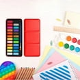 thumbnail image 4 of Set de acuarelas sólidas de 24 colores: estuche rojo, pincel de nailon, portátil; para principiantes, artistas y proyectos de dibujo, 4 of 6