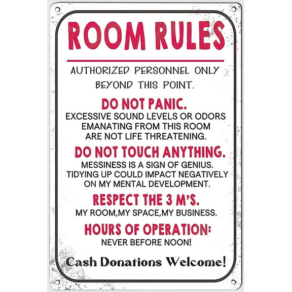 Funny Room Rules For Teen Girls Trendy Stuff, Room Decor For Teen Girls And Teen Boy Cool Stuff Metal Tin Signs Man Cave Garage Bar 12x8inch