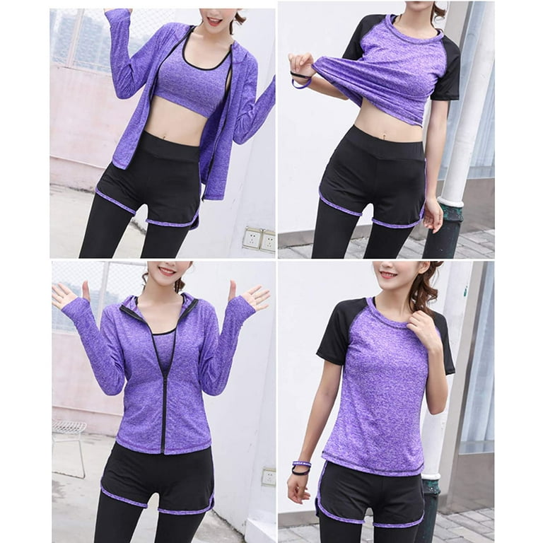 Borke 5pcs Workout Outfits for Women Athletic Sets Sport Suits