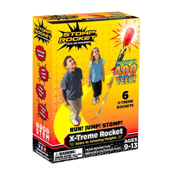 Stomp Rocket® X-Treme, 6 Rockets - Outdoor Rocket Toy Gift for Boys and Girls-Comes with Rocket Launcher - Ages 9 Years and Up