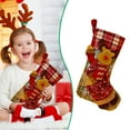 thumbnail image 2 of Christmas Stockings, 18.5" Classic Farmhouse Large Christmas Stockings with 3D Santa, Snowman, Reindeer, Polar Bear for Family Holiday Party Christmas Decorations (Grey and Burgundy), 2 of 5