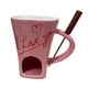 thumbnail image 5 of Taza para fondue de chocolate con tenedor, calentador de queso y mantequillera individual, ideal Corazón rosa, 5 of 9