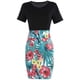 thumbnail image 4 of Vestido Ceñido Al Cuerpo Vestido Con Estampado Floral Vestido de Retazos de Colorvestido de Mujer Cuello Redondo Vestido de Nalgas de Flores de Retazos de Color Odeerbi ODB113736, 4 of 7