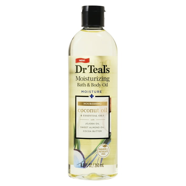 Dr Teal's Moisturizing Bath & Body Oil with Coconut Oil, 8.8 fl oz