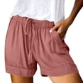 thumbnail image 2 of Womens Drawstring Shorts Summer Elastic Waist Casual Lightweight with Pockets Pink L, 2 of 6