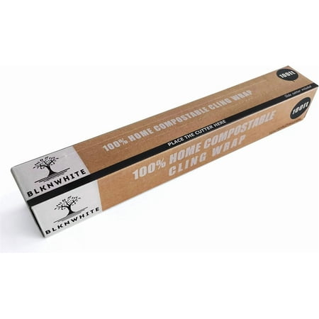 Certified Compostable Cling Wrap with Slide Cutter - 12" Wide x 100 feet. ASTM 6400 Certified Cling Wrap. Great Alternative to Beeswax Wraps or Plastic Wrap.
