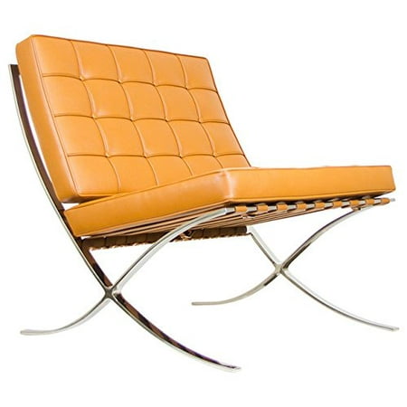 Modern Modern Chair Couch Sofa - High Quality Leather with Stainless Steel Frame - in Color Cigar
