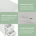 thumbnail image 4 of Sandinrayli End Table with Charging Station Narrow Nightstand Bedside Table with Storage Shelves for Living Room Bedroom, White, 4 of 7