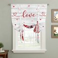 thumbnail image 2 of Gnomes Valentines Tie Up Curtains 45 Inches Long, Kitchen Window Curtains Over Sink, Pink Red Love Heart Eucalyptus Vintage Small Window Curtains Shade Balloon Curtains Valances for Bedroom 34"x45", 2 of 8