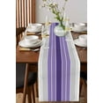thumbnail image 4 of ERUNPONLY Purple Ombre Stripes Table Runner - 90 Inch Long Minimalist Gradient Lines Texture Cotton and Linen Blended Dress Scarves Farmhouse Table Runner for Kitchen Dining, Coffee Table, 13"x90", 4 of 8