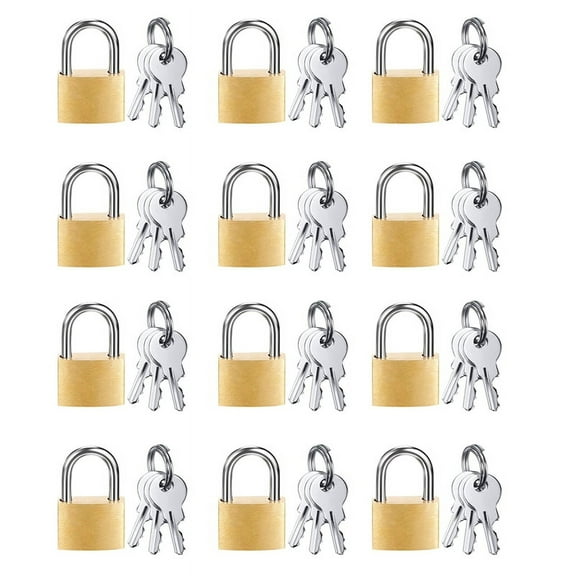 12 Pack Mini Padlock Small Padlock Solid Brass Locks with 3 Key for Luggage Lock,Backpack,Gym Locker Lock,Suitcase Lock