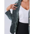 thumbnail image 5 of DARING DIVA Women's Notched Lapel Button Front Office Velvet Blazer M Dark Grey, 5 of 6
