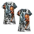 thumbnail image 3 of Bixox Four Running Horses Pattern Women's Nightgown, Soft & Breathable Sleepwear, Round Neck Knee-Length Pajama Dress,Loungewear for Home & Sleep, 3 of 7